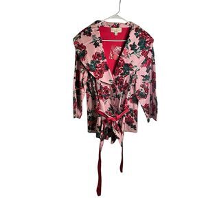 Janie Bryant MOD Women’s Pink Floral Dressy Jacket With Matching Belt. Size 1X